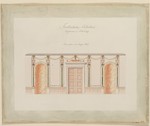 Beberbeck, Gestüt, Fürstenhaus, zweites Obergeschoß, Vorzimmer, Entwurf zur Wanddekoration, Aufriß