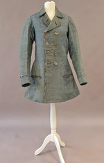 Herrenreitjacke aus blauweißem Leinenpepita