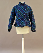 Damenjacke aus blaugrün kariertem Wollstoff