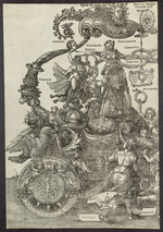 Die linke Hälfte des Triumphwagens mit Kaiser Maximilian