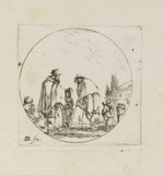 Zwei Bettler, im Hintergrund mehrere Frauen