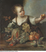 Mädchen mit Fruchtstillleben