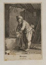 Der Winter: Ein alter, sich an einem Feuer wärmender Mann