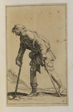 Auf Krücken laufender Bettler