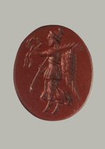 Victoria auf Zehenspitzen mit Kranz und Palmblatt