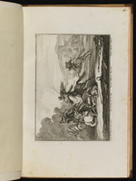 Ein Pandur mit fliegendem Pelz und Säbeltasche holt zum Hiebe aus