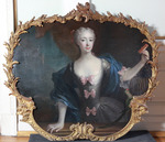 Dame mit Vogelbauer und Papagei