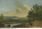Landschaft mit Figuren und Schloss