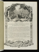 Frankreich empfängt die Heilige Ampulle, Allegorie zur Ankunft der Heiligen Ampulle, und erklärender Text