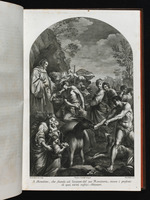 Der Heilige Benedikt empfängt vor seiner Einsiedelei Geschenke von den Bauern der Umgebung