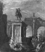 Antike Ruinen mit Reiterstandbild