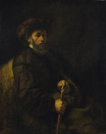 Sitzender Mann mit Pelzumhang